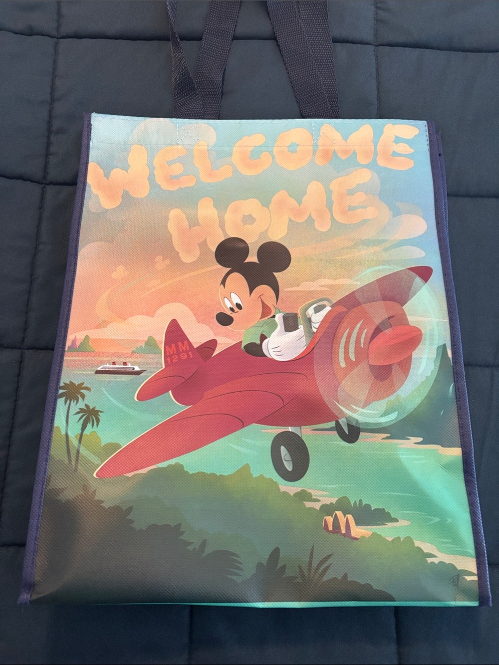Disney Red, Green, Blue "Welcome Home" Mickey Plane Tote